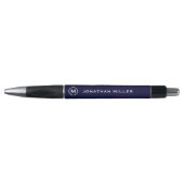 Navy Minimalist Monogram Aangepaste pen (Voorkant)