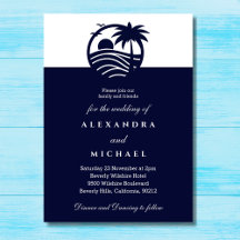Navy Minimalist Palm Tree Coastal Wedding
