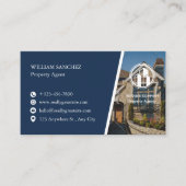 Navy Minimalist Property agent Visitekaartje (Voorkant)