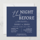 Navy Minimalist Repetitie Diner Trouwplein Kaart (Voorkant)