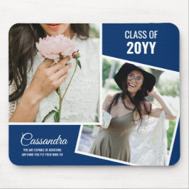 Navy Minimalist Twee Foto Afstuderen Afstuderen Muismat