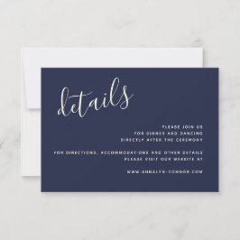 Navy minimalistisch schrift | Elegante bruiloft de RSVP Kaartje