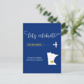 Navy Minnesota Wedding Save the Date Map Briefkaar Briefkaart (Staand voorkant)