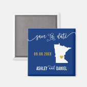 Navy Minnesota Wedding Save the Date Map Magneet (Voorkant / Achterkant)