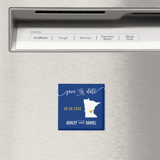 Navy Minnesota Wedding Save the Date Map Magneet (Insitu (Vaatwasser))