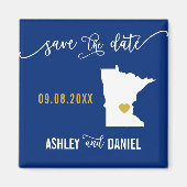 Navy Minnesota Wedding Save the Date Map Magneet (Voorkant)