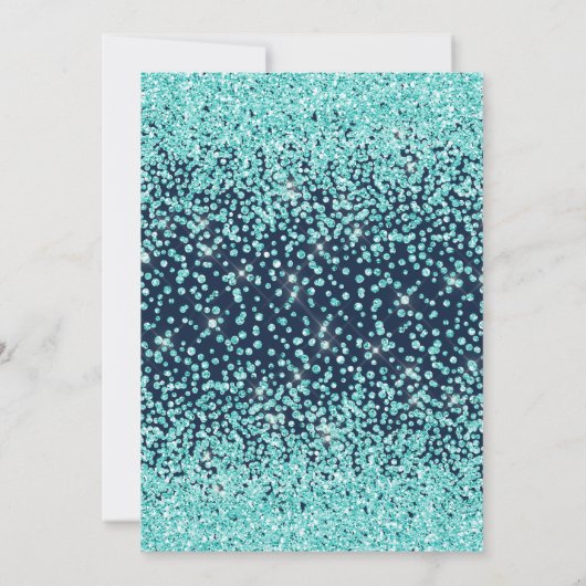 Navy Mint Diamonds bruiloft Aqua Green crystal Kaart (Achterkant)