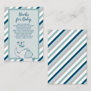 Navy & Mint Elephant Baby shower Boeken voor Baby Informatiekaartje
