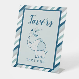 Navy & Mint Elephant Baby shower Favorieten Take O Reclamebord Met Voetstuk