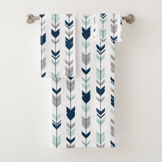 Navy, Mint en Grey Fletching Arrow Bad Handdoek (Insitu)