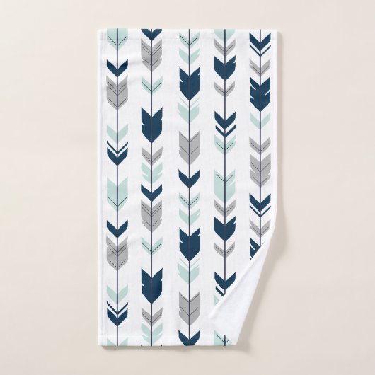 Navy, Mint en Grey Fletching Arrow Bad Handdoek (Handdoek)