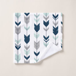 Navy, Mint en Grey Fletching Arrow Bad Handdoek