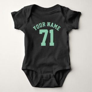 Navy & Mint Green Baby   Sport Jersey Design Romper
