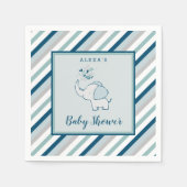 Navy Mint & Grey Elephant & Stripes Baby shower Servet (Voorkant)