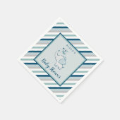 Navy Mint & Grey Elephant & Stripes Baby shower Servet (Hoek)