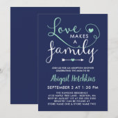 Navy Mint Love maakt een gezinadoptieschower Kaart (Voorkant / Achterkant)
