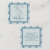 Navy & Mint Schattige Olifant Baby shower Dank u Notitiekaartje (Voorkant / Achterkant)