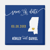 Navy Mississippi Wedding Save the Date Map Magneet (Voorkant)