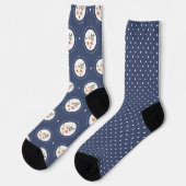 Navy Mix Spots en Floral Odd Sokken (Links)