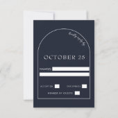 Navy Modern Arch Wedding RSVP-kaart RSVP Kaartje (Voorkant)