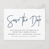 Navy Modern bewaart de datum Aankondigingskaart (Voorkant)