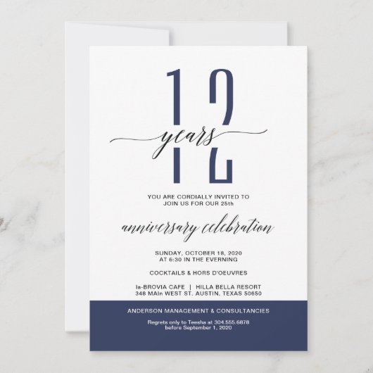 Navy Modern Business Jubileum Party nodigt uit Kaart (Voorkant)