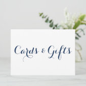 Navy Modern Calligraphy Kaarten & Gifts Wedding Si (Staand voorkant)