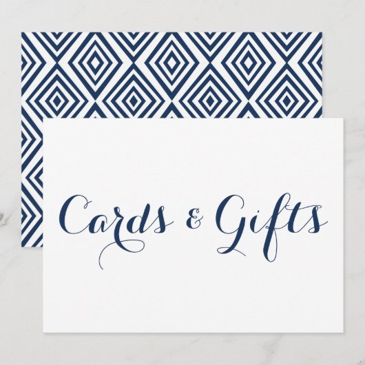 Navy Modern Calligraphy Kaarten & Gifts Wedding Si (Voorkant / Achterkant)