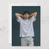 Navy Modern Calligraphy Simple Photo Graduation Kaart (Achterkant)