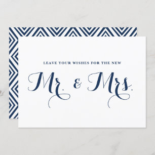 Navy Modern Calligraphy wil Mr. & Mrs Sign Kaart