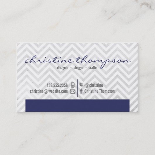 Navy Modern Chevron Professional Visitekaartje (Voorkant)