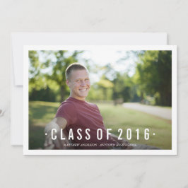 Navy Modern Class of Photo Afstuderen Invitation Kaart