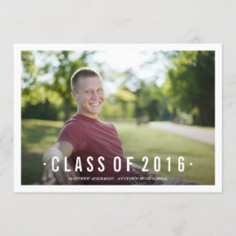 Navy Modern Class of Photo Afstuderen Invitation Kaart