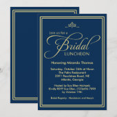 Navy Modern Classic Bruids Luncheon Kaart (Voorkant / Achterkant)