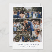 Navy Modern Clean Wedding Photo Collage Hartelijk  Bedankkaart (Voorkant)