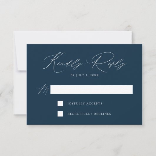 Navy Modern Elegance Wedding RSVP Kaartje (Voorkant)