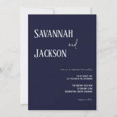 Navy Modern Elegant Wedding Invitation Kaart (Voorkant)