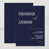 Navy Modern Elegant Wedding Invitation Kaart (Voorkant / Achterkant)