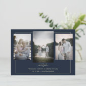 Navy Modern Gold 3 Photos Sophisticated Wedding (Staand voorkant)