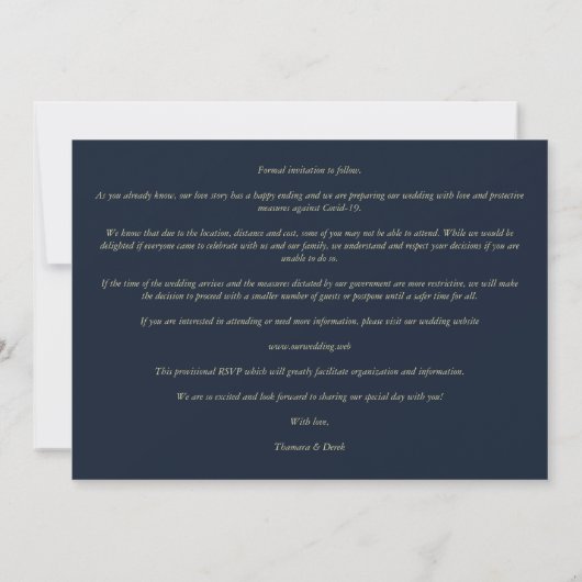 Navy Modern Gold 3 Photos Sophisticated Wedding (Achterkant)