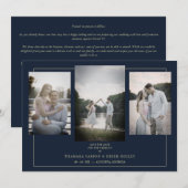 Navy Modern Gold 3 Photos Sophisticated Wedding (Voorkant / Achterkant)
