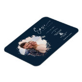 Navy Modern Grunge Ink Effect Photo Engaged Couple Magneet (Linkerzijde)