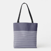 Navy Modern Heart en Stripes Monongram Tote Bag (Achterkant)