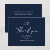Navy Modern Lettering Business - Hartelijk dank Bedankkaart (Voorkant / Achterkant)