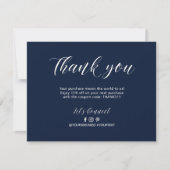 Navy Modern Lettering Business Package Dank u Bedankkaart (Voorkant)
