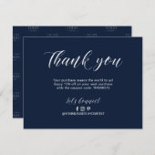 Navy Modern Lettering Business Package Dank u Bedankkaart (Voorkant / Achterkant)