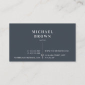 Navy Modern Metallic Key Visitekaartje (Achterkant)