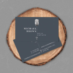 Navy Modern Metallic Key Visitekaartje