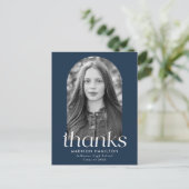 Navy Modern Minimalist Photo Afstuderen Hartelijk Briefkaart (Staand voorkant)