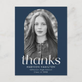 Navy Modern Minimalist Photo Afstuderen Hartelijk Briefkaart (Voorkant)
